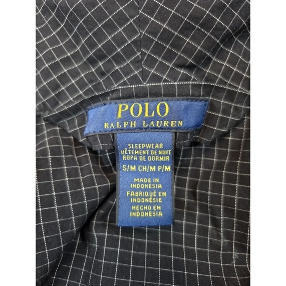 Polo Ralph Lauren Sleepwear Robe Mens Small Black Checkered Cotton